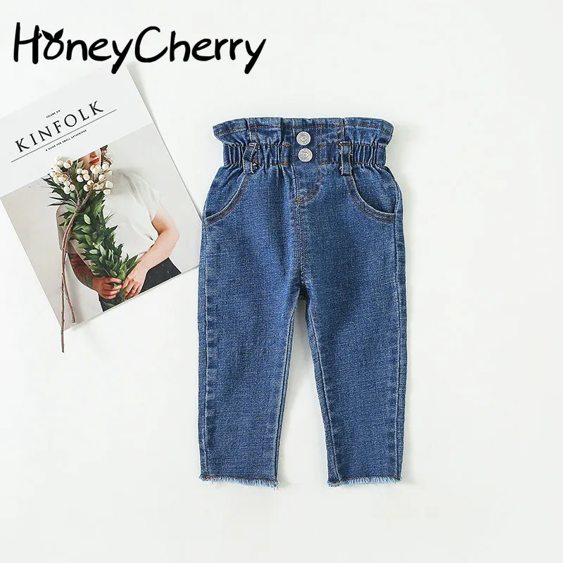2020 New Girls High Waist Jeans Baby Solid Color Waist Jeans Jeans Girls Leggings Baby Girl Clothes Kids Leggings
