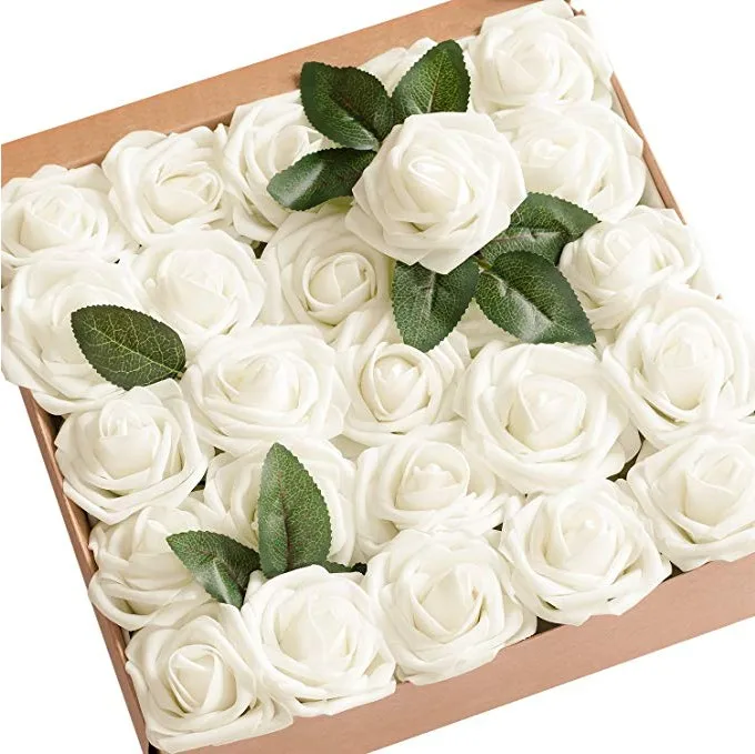 

Artificial Flowers 40pcs Blush Roses with Stem for DIY Wedding Bouquets Centerpieces Bridal Shower Party Home Decorations