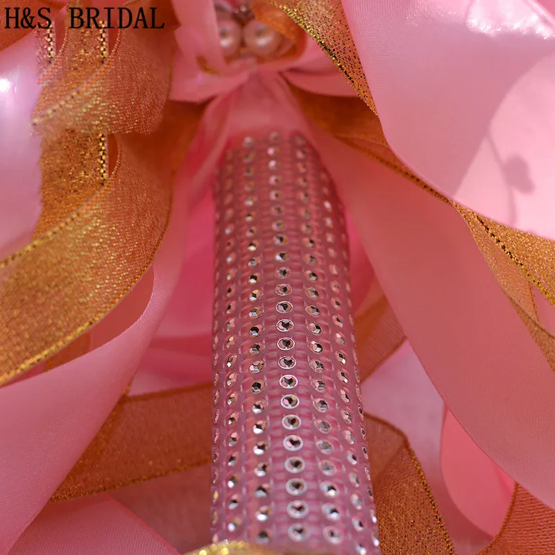 Белый розового цвета и цвета слоновой кости ручной работы элегантные декоративные искусственные цветы розы невесты Букеты свадебные с жемчугом