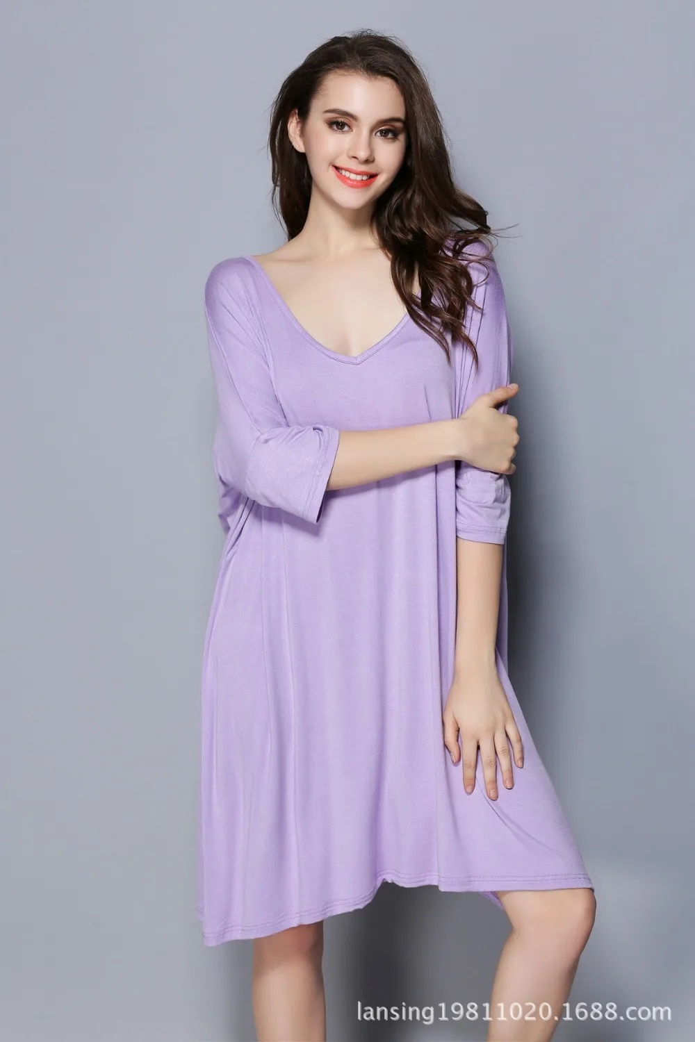 

2018 Sale Nightwear Ladies' Summer Modal Extra Large Nightdress Middle Sleeve Leisure And Relax Nightgown Comfortable Dress
