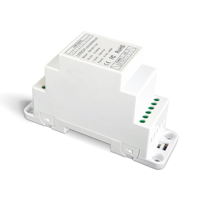 

New Ltech Led Power Amplifier 12A Din Rail LED power repeater for single color led strip DC12-24V 12A*1CH DIN-3011-12A