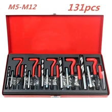 131 pcs Kit Ferramenta De Reparo do Fio Bloco Do Motor Restaurar Danificado M5 M6 M8 M10 M12 para Helicoil Ferramentas Do Reparo Do Carro grosso Pé de Cabra