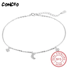 Специальное предложение, ювелирные изделия Tornozeleiras Bijoux chevill Argent Concho из стерлингового серебра 925 пробы, форма цветка женские браслеты для щиколотки