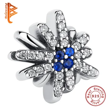 

BELAWANG 925 Sterling Silver Dazzling Fireworks Charm Beads fit Original Pandora Bracelet Clear CZ Crystal Beads For Women Gift
