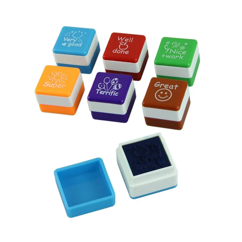  6pc/set Kindergarten Teachers reward Stamper Children School Motivation Praise Reward Stamps Sticke - 33016513805