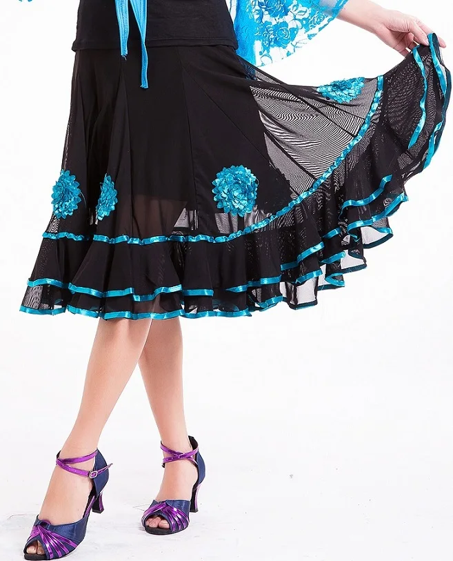 Ballroom Dance Skirt Waltz Modern Standard Tango Latin Salsa Samba Skirt #47 