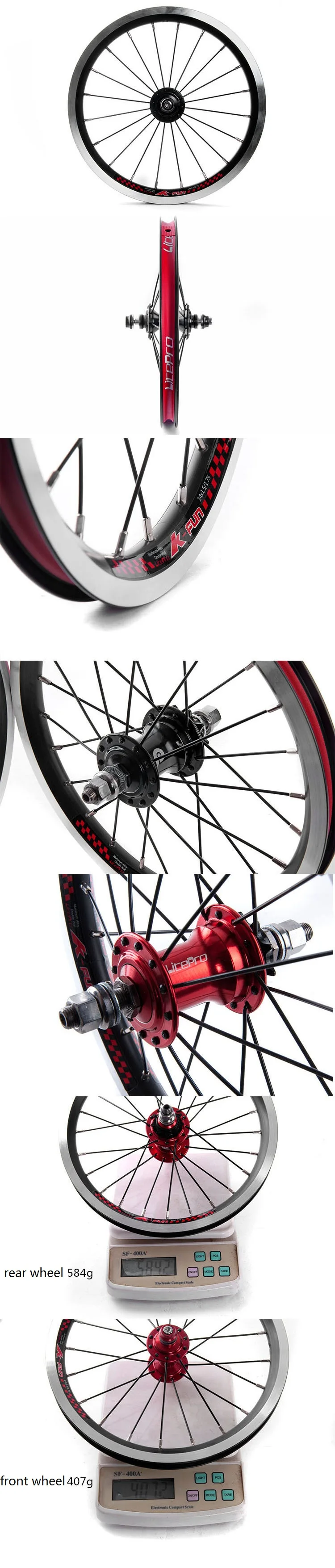 Sale Litepro 14 inch Folding Bike Wheel set 9T 10T 20 Hole 4 Bearing Bicycle Hub Wheel Rims smt 412 410 Modified parts 4