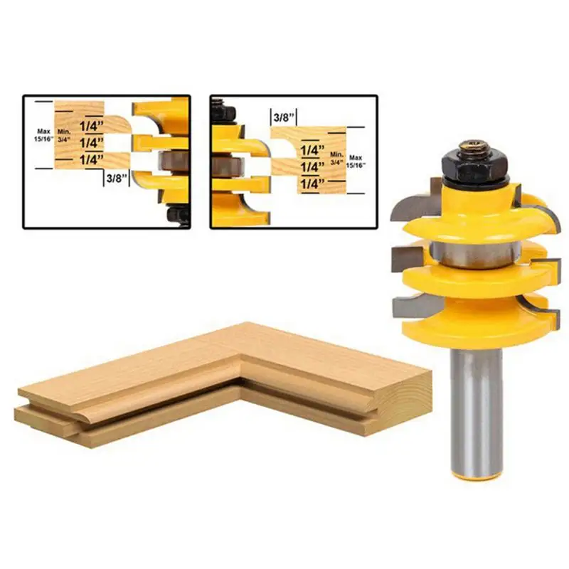 

1/2" Shank Woodworking Cutter Stacked Rail Stile Router Bit Home Wood Cutting Accessories Milling Cutter End Mill Machine Tools