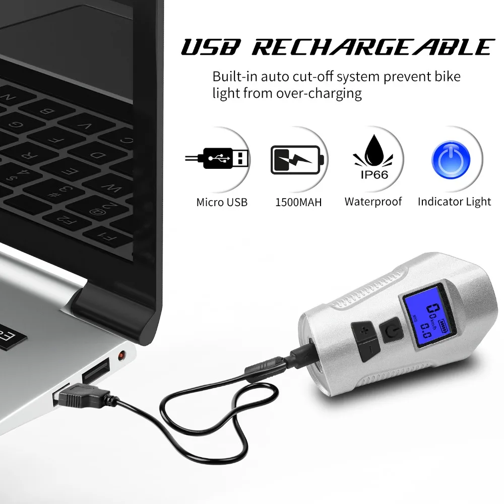 WEST BIKING 3 в 1 велосипедный передний светильник с электрическим рогом USB