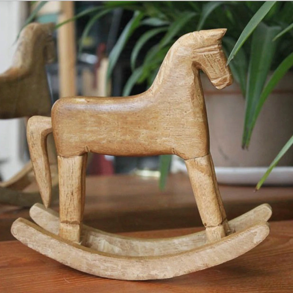 Magideal Nordic Wooden Crafts Rocking Horse Desk Decor Balance Art Figurines  as Creative Gifts or Home Decoration