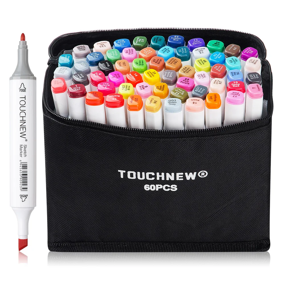 Touchnew 30/40/60/80 цветные спиртовые маркеры искусство рисования манга двойной наконечник маркер для белой доски набор для батареи+ сумка+ Выделите ручка для рукоделия
