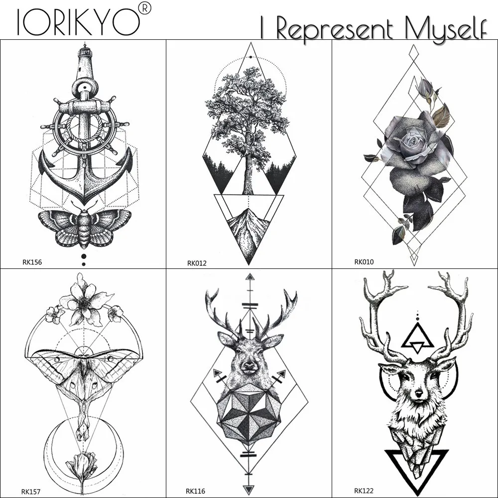 Мужская временная татуировка IORIKYO черные маленькие Moose тату для переноса воды