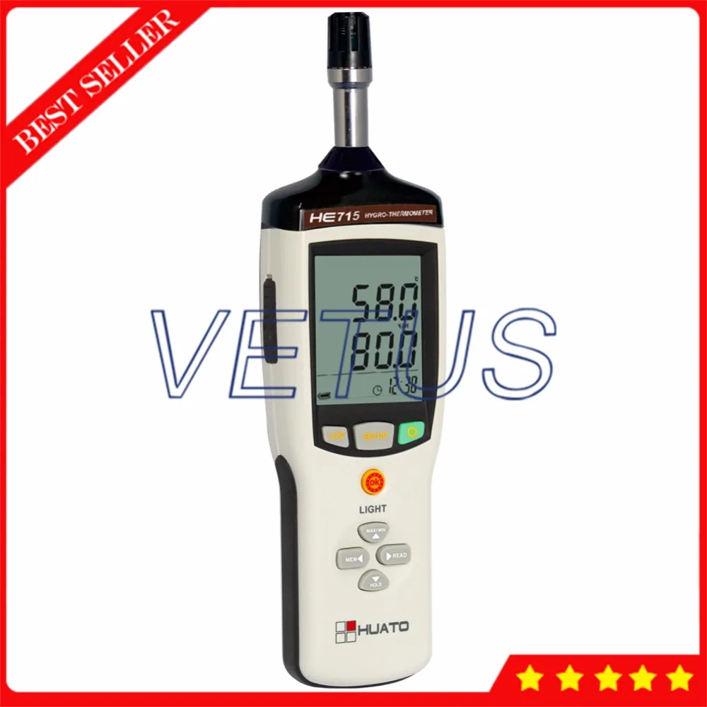 

HE715-TH 2 CH Temperature Humidity Meter Wet Bulb Dew Point Tester -20~70C Thermometer Hygrometer Manual Record 88 Data Hold