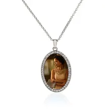 Сублимационные пустые Ожерелья Подвески со сверлом модные эллипс овальной формы женское ожерелье кулон ювелирные изделия 15 шт./лот