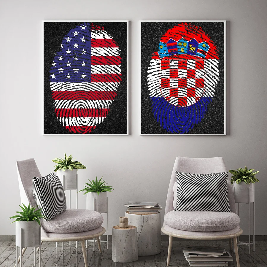 

Fingerprint map Croatia Krafts Paper Wall Art Crafts Sticker Cafe Bar Design Home Living Room Print Picture Free Ship 42x30cm
