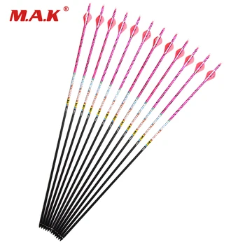 

6/12/24 pcs 30 Inches Pure Carbon Arrow Length Spine 340 Diameter 7.6 mm for Compound Bow Archery Hunting Shooting
