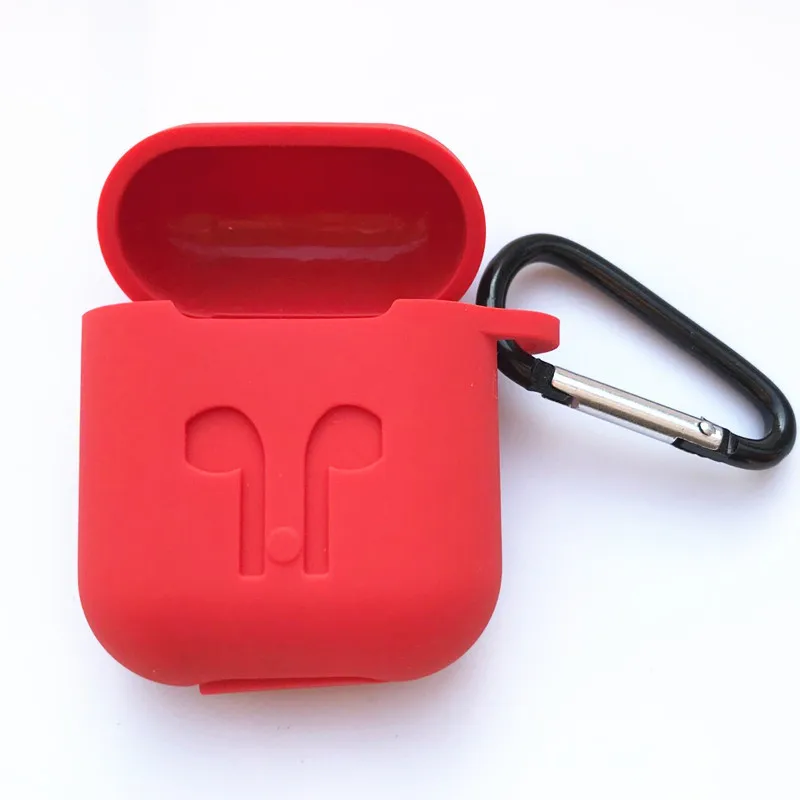 

50pcs Soft Silicone Protection Case Cover for Apple Airpods charging case Portable Slim Cases with Keychain air Pods hang bag