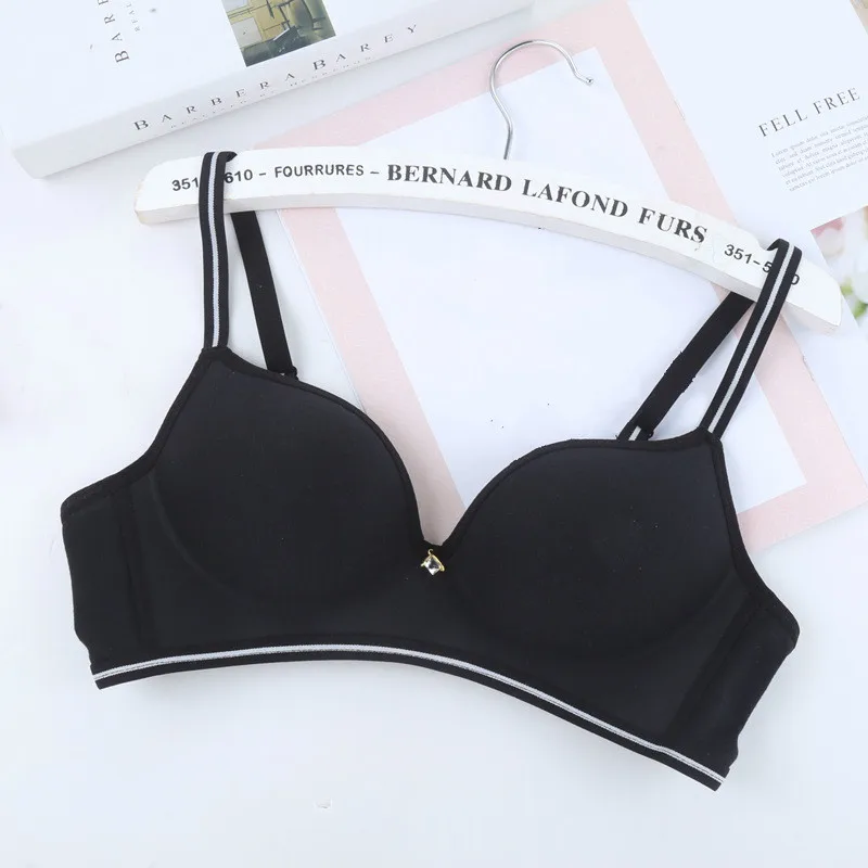 

Yasemeen Solid Ultra-thin Cup Gather Bra One Piece Seamless Brassiere Wire Free Push Up Underwear for Small Bust Seamless Bras