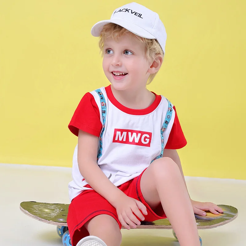 

Summer Boys Clothes Sets Cotton Embroidery Cartoon Pirate Letter Pattern T-shirt Printing Shorts 2 Piece Set Little Boys Clothes