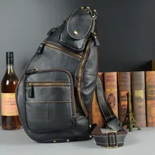 Мужская нагрудная сумка из натуральной кожи, известный бренд, нагрудная сумка на плечо, сумки-мессенджеры, повседневная винтажная Сумка-слинг