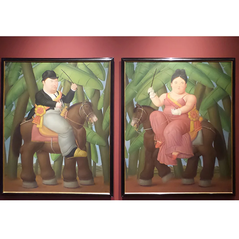 มือทาสีตลกคนศิลปะสมัยใหม่ที่มีคุณภาพสูงเฟอร์นันโดBoteroผ้าใบภาพวาดสีน้ำมันห้องนั่งเล่นห้อ...