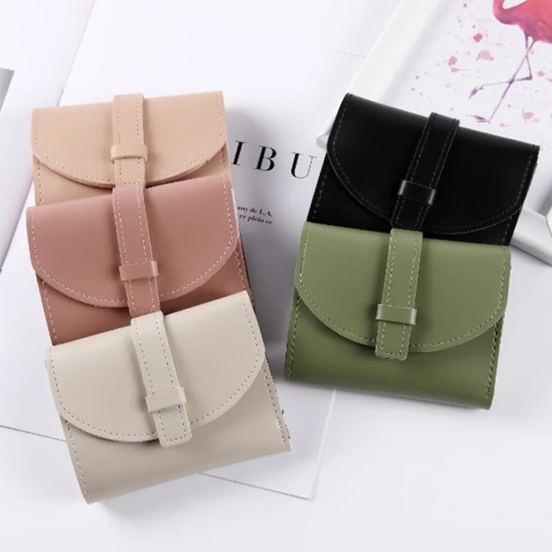 

Hot 1PC Simple Women Mini Solid Color Wallet PU 3 Folds Card Holder Short Ladies Purse BVN66
