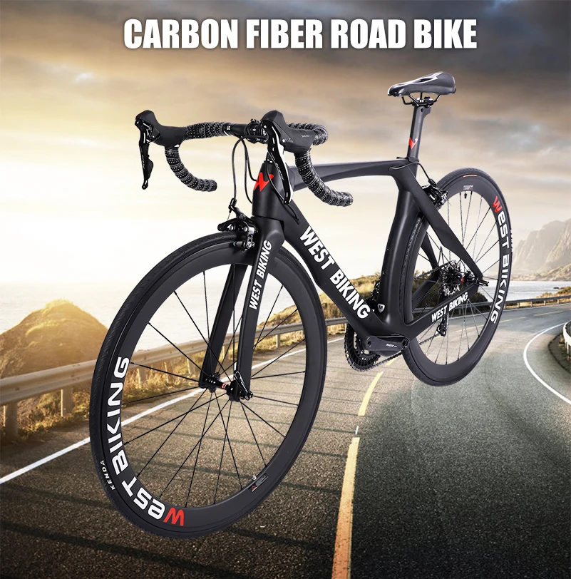 Clearance WEST BIKING Carbon Bike 22 Speed 700C Racing Road Bike Without Pedals Bicycle With R7000 Carbon Fiber Black Bicicleta 0