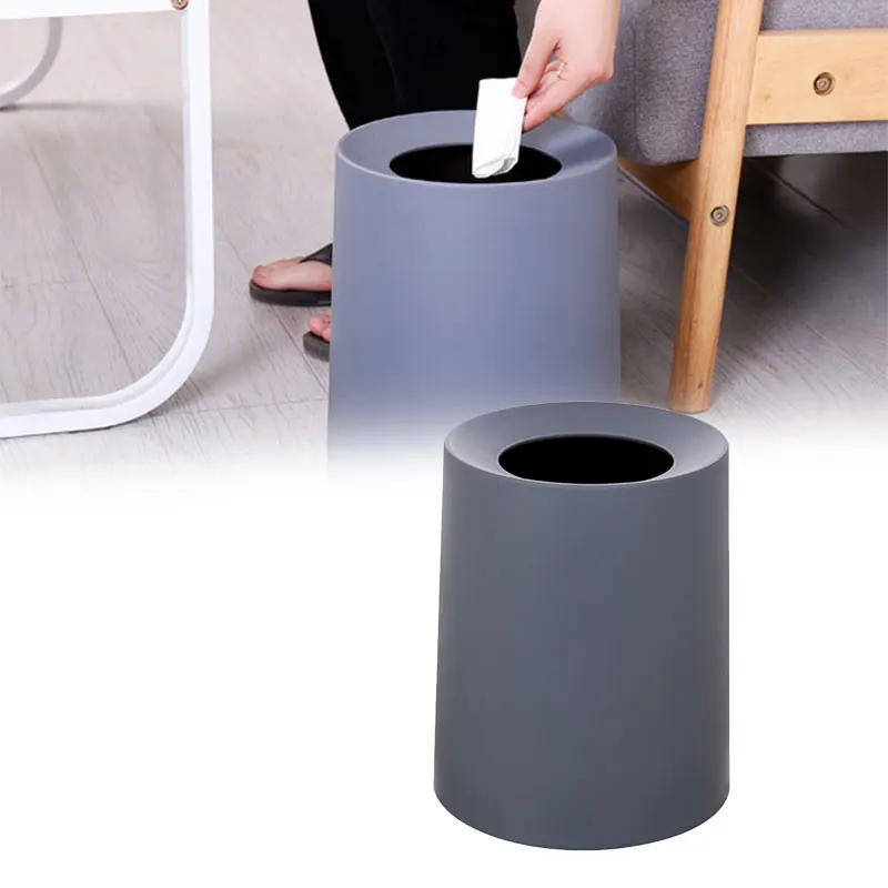 

Nordic Double-layer Waste Bins Multi-function Desktop Pressure Capped Trash box Can Kitchen Office Garbage Storage Bucket