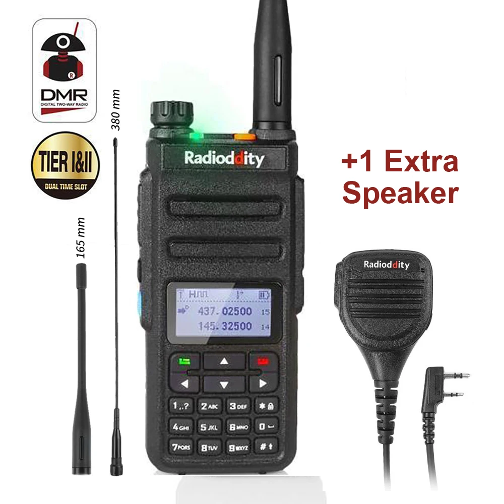 

Radioddity GD-77 Dual Band Dual Time Slot Digital Two Way Radio Walkie Talkie Transceiver DMR Motrobo Tier 1 Tier 2 + Cable Mic