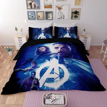 

2019 New Disney Avengers bedding set 3pc Iron-Man Spiderman printed duvet cover PillowCase single twin size girl boy bed linen