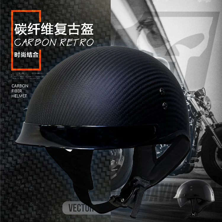 

VOSS Motorcycle Helmet Half Face Vintage For Scooter Carbon Fiber Helmet Cross-Country Flip Up Helmet Harley Half Helmet Carbon