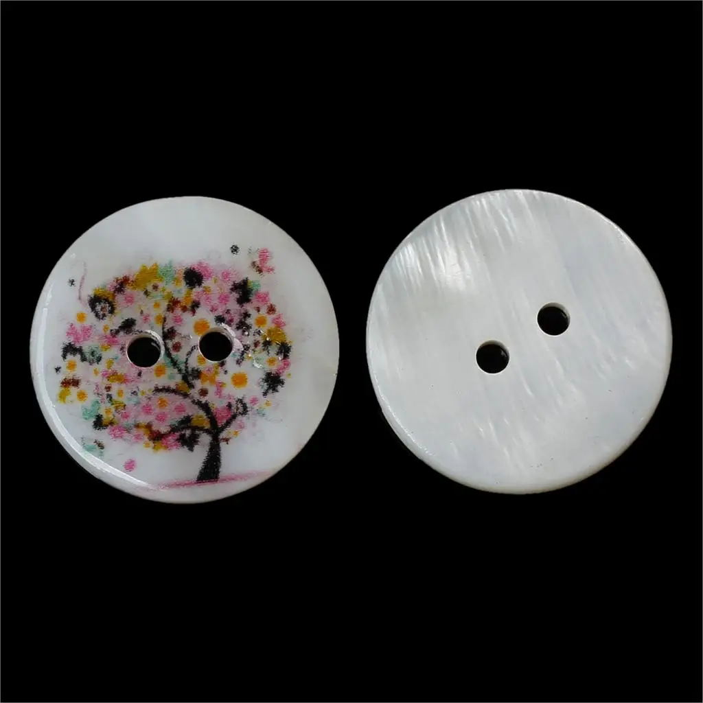 

Shell Sewing Button Scrapbooking Round Natural Two Holes Tree Pattern 20mm Dia,20 PCs new