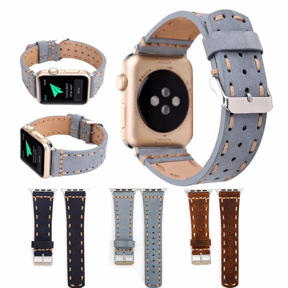 Handmade Genuine Leather Band for Apple Watch 38/42mm Black Brown Blue for iwatch Series 1 2 3 Men's Women's Watch Strap I220. apple-bands-series- : image Handmade Genuine Leather Band for Apple Watch 38/42mm Black Brown Blue for iwatch Series 1 2 3 Men's Women's Watch Strap I220. apple-bands-series-