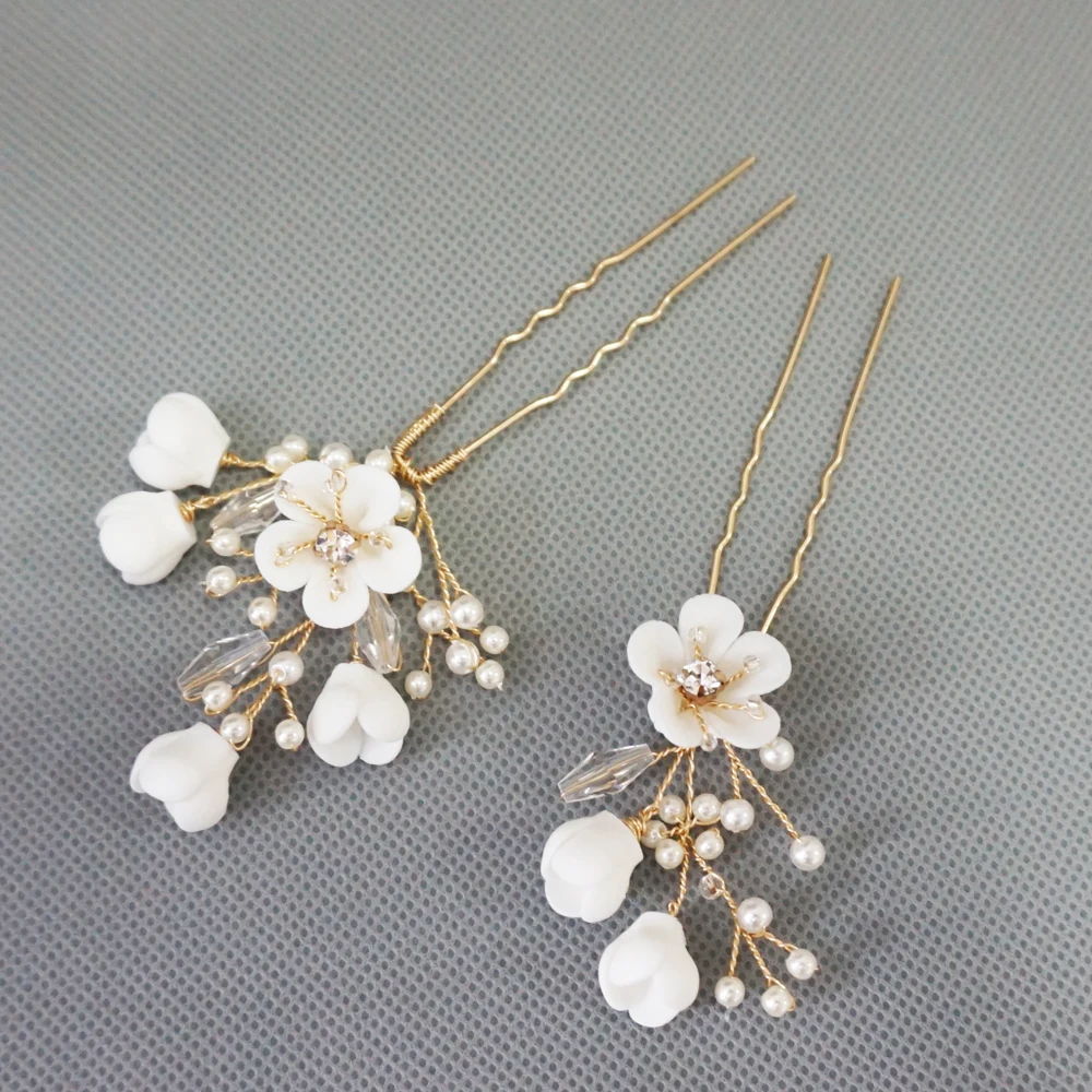 2 шт./компл. глиняная Заколка-невидимка для волос ручной работы Свадебный головной убор Романтические свадебные аксессуары для волос вечерние для выпускного на волосы ювелирные изделия невесты