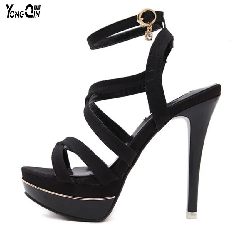 

YONGQIN 2017 Fashion High Heels Sandals Women Summer Shoes Sexy Thin High Heels Rome Sandals Shoes