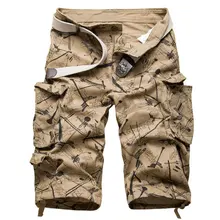 Yufeiyan летние грузовые шорты Для мужчин Повседневное хлопок Для мужчин шорты больших размеров плюс Размеры камуфляж многофункциональные карманы шорты штаны с принтом Для мужчин