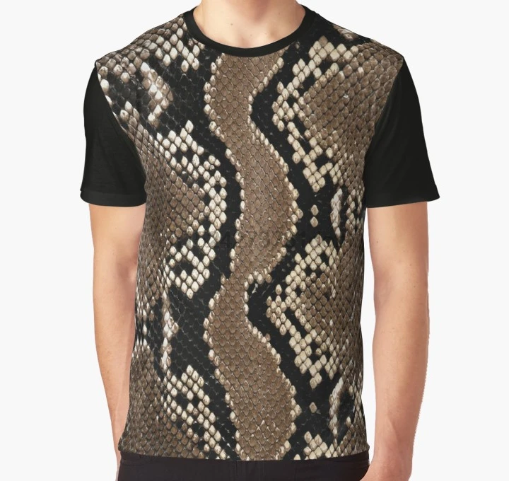 

All Over Print 3D Tshirt Men Funny T Shirt Faux Rock Python Snake Skin Design Full Print Big print Graphic T-Shirt