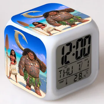 

Princess Moana Movie figurine Maui LED Alarm CLock Colorful Flash Touch Light Action Figuras Moana Toy for Girls