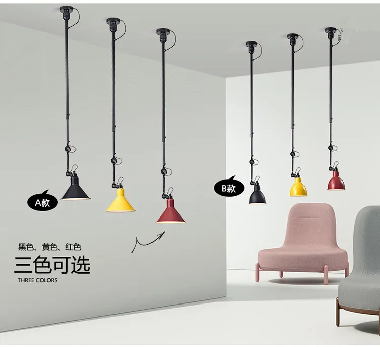 

Swing Telescopic Long Rod Ceiling Lights Industrial Style Ceiling lamps LED Lighting for Bedside Dining Room Living Room Bar