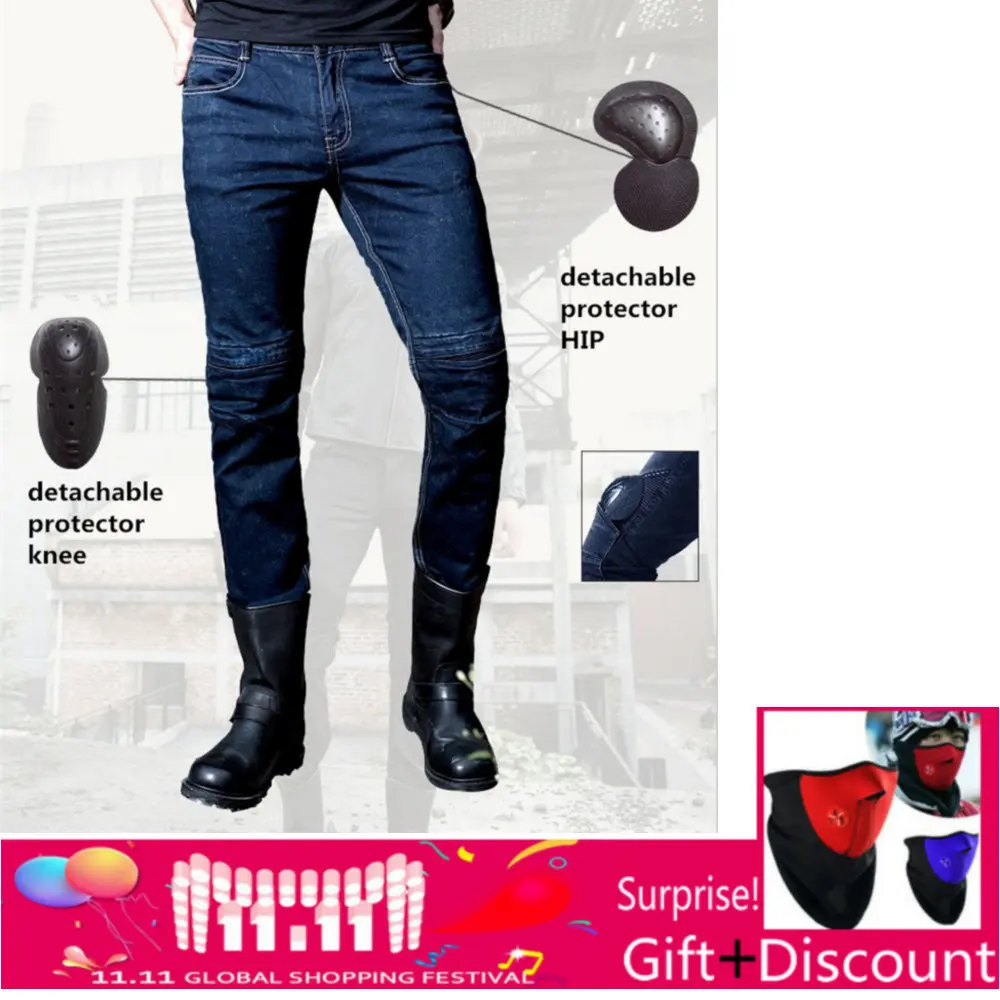 

Fashion casual straight uglybros Incision UBS10 jeans motorcycle pants male moto pants protection for motorcycle pants