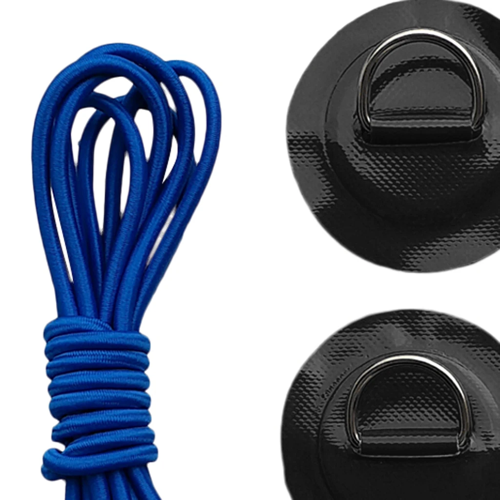 6Pcs Kayak PVC Inflatable Boat Kayak Dinghy Canoe Raft 316 Stainless Steel D-Ring Patch/Pad & Elastic Bungee Rope Cord Tie Down