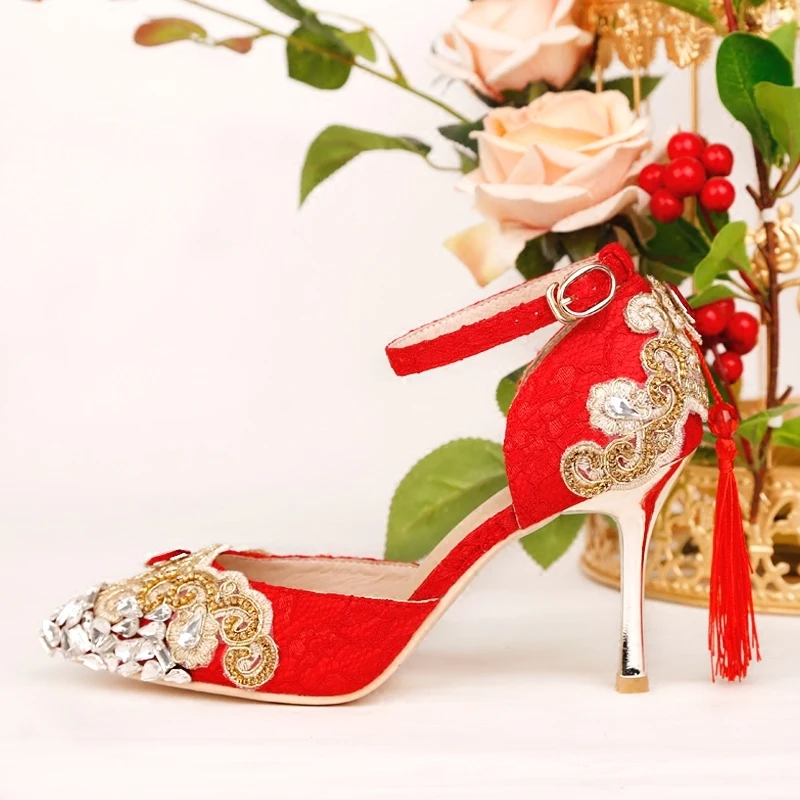Brand Women Pumps Flock High Heels Women Pumps Glitter High Heel 8 CM Pointed Toe Shoes Woman Sexy Wedding Shoes Red 2018 fashion delicate sweet wedding bowknot sexy high heel shoes side hollow pointed women red high heels pumps plus size