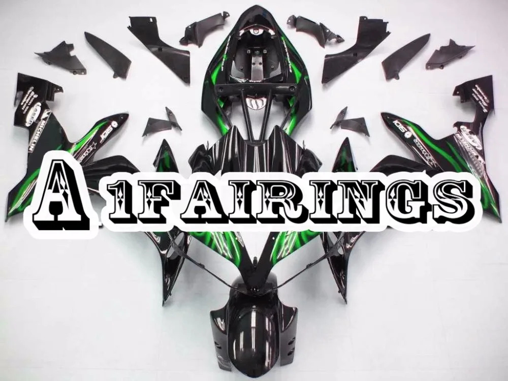 АБС-пластик Обтекатели для Yamaha R1 2004 2005 2006 YZF1000 Sportbike фитинги рамы кузова черный зеленый пламя охватывает