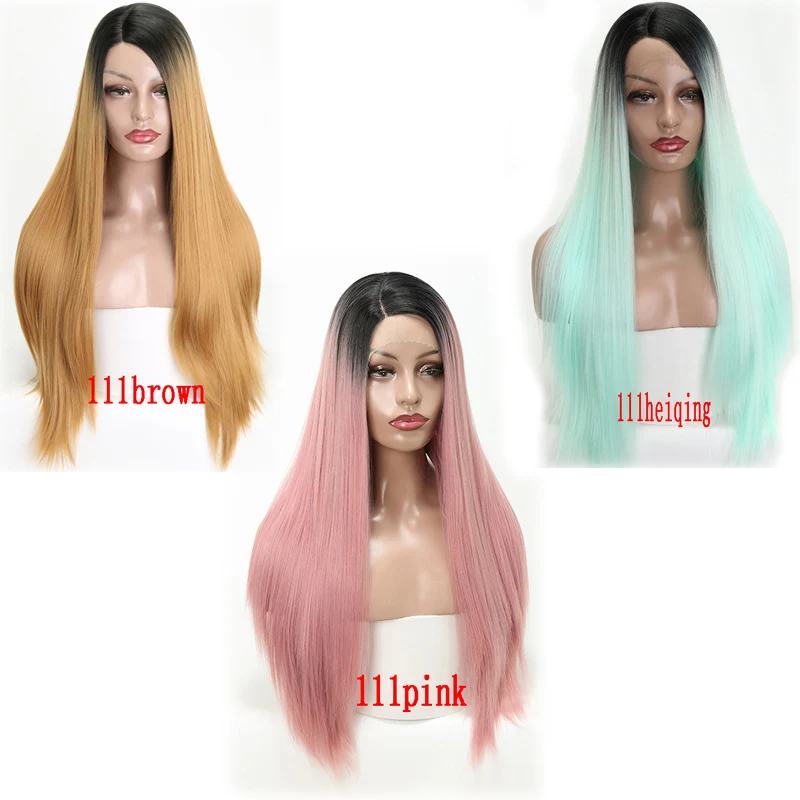 MERISI HAIR длинная прямая прическа розовый цвет в наличии кружевной фронтальный