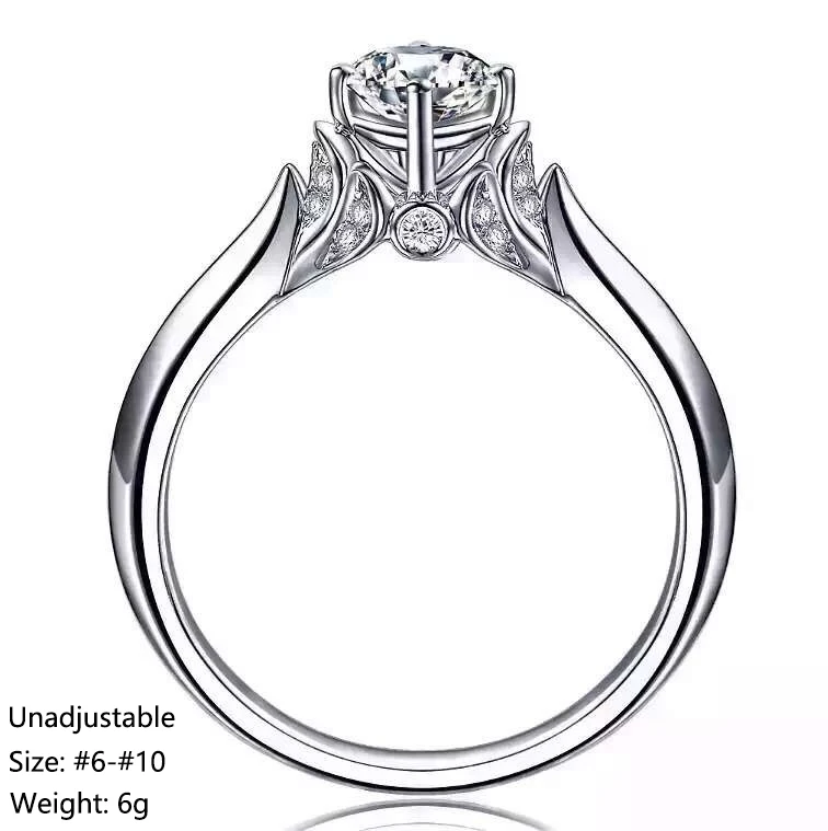 Qevila New Fashion Rings Jewelry AAA Zircon Romantic Wedding Engagement Rings Silver Big Four Prong Crystal Rings for Women Gift (15)