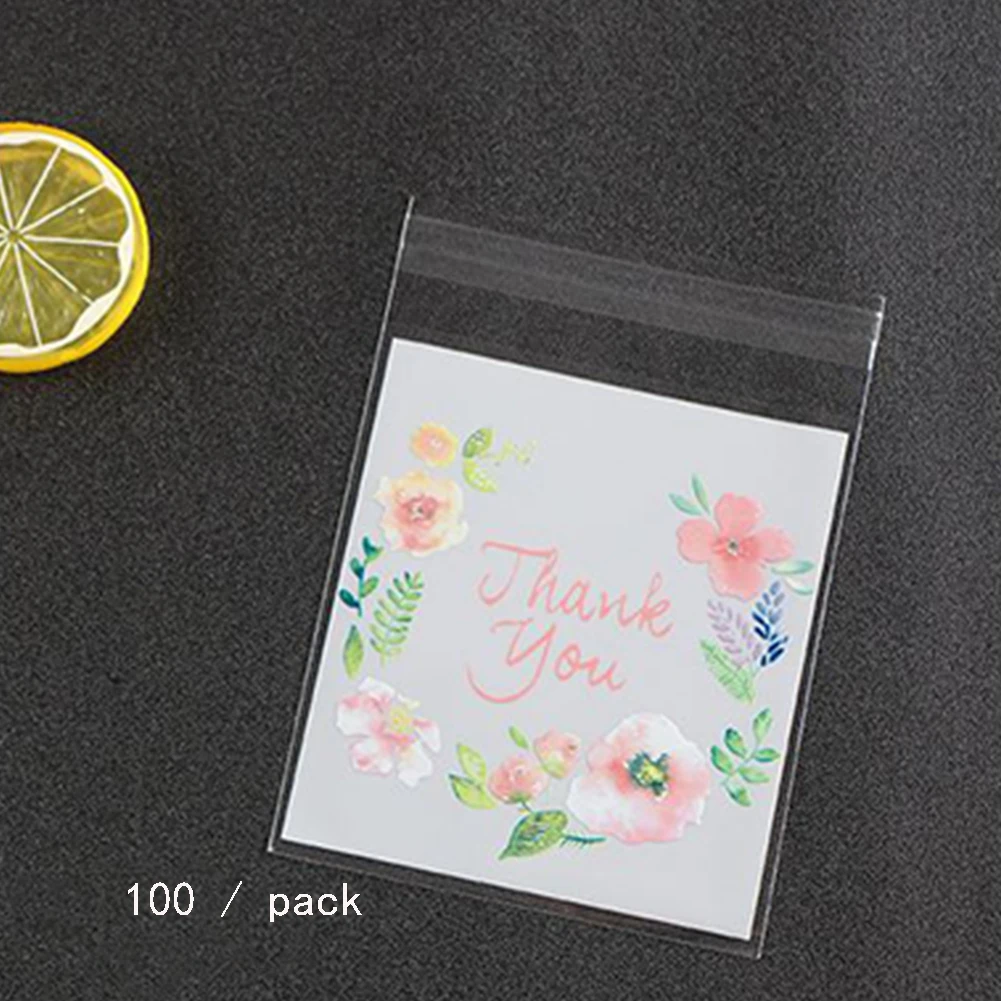

Candy Cookie Bags,300Pcs/bag Gift Sample Packing Case, Flower Pattern Clear Self-Adhesive Trick Cellophane Treat Bags