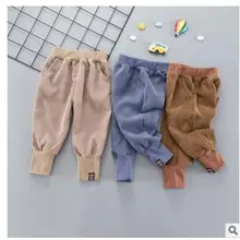 Г. весенне-осенние модели для детей от 0 до 2 лет, вельветовый нагрудник с мультяшными буквами, цветной нагрудник, детские штаны с двойной промежностью