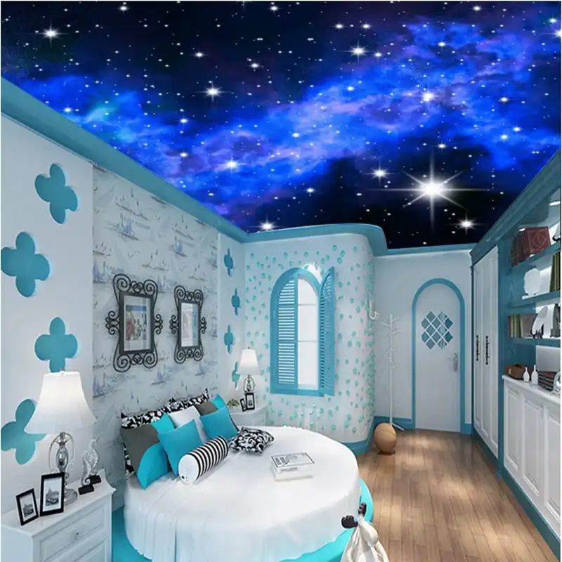 Custom Photo 3d Star Wallpapers Ktv Hotels Ceiling Dream Living Room Bedroom Ceiling Bright Stars Wall Mural Wall Paper Painting