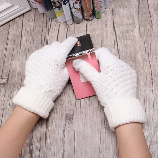 Miya Mona Hot Selling New Women Warm Winter Knitted Full Finger Gloves Mittens Girl Female Solid Woolen Gloves Screen Luvas -