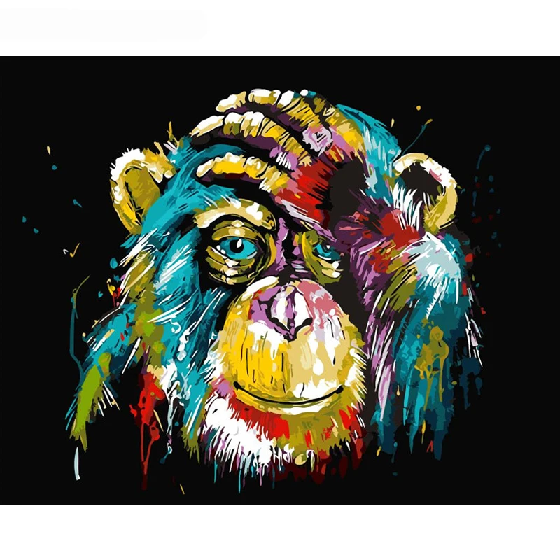 Картина по номерам DIY дропшиппинг 40x50 50x65 см красочные Орангутанг Животных холст Свадебные украшения художественная картина подарок
